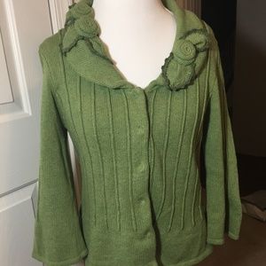 Adorable Cabi Floral Rosette Swing Style Cardigan